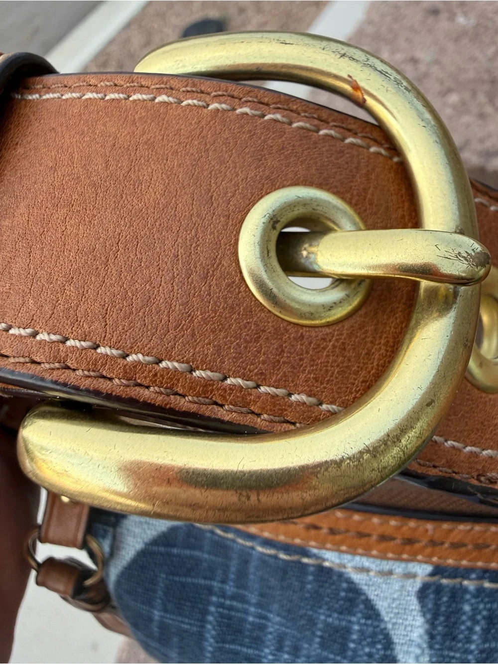 Rare Vintage Coach Denim Jumbo Signature Hobo Bag Leather #12190